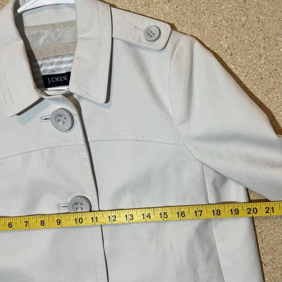 J. Crew Women's Jacket Peacoat Size 8 Ivory 100% Cotton Lined Pockets Buttons - Picture 4 of 7